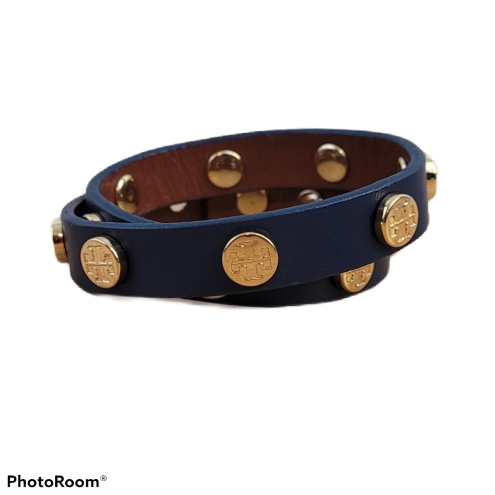 Tory Burch double wrap logo stud bracelet